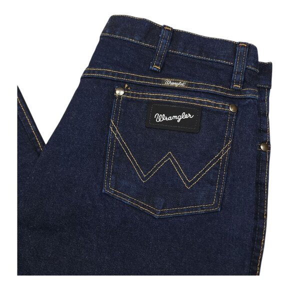 Wrangler Men 36x32 Straight Leg Dark Wash Denim Jeans Black Label Silver Writing - Picture 5 of 9